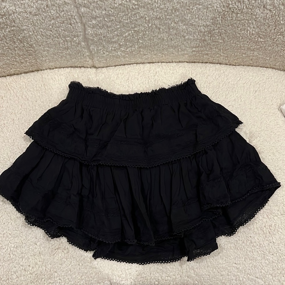 LoveShackFancy Black Ruffle Mini Skirt